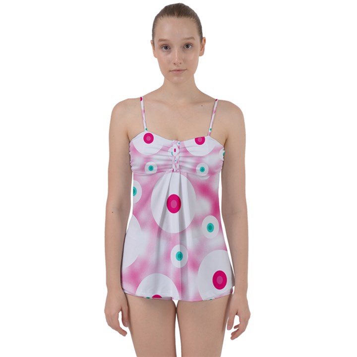 Wallpaper Pink Babydoll Tankini Set