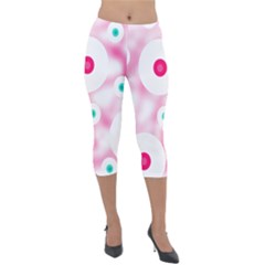 Wallpaper Pink Lightweight Velour Capri Leggings  by Luxe2Comfy