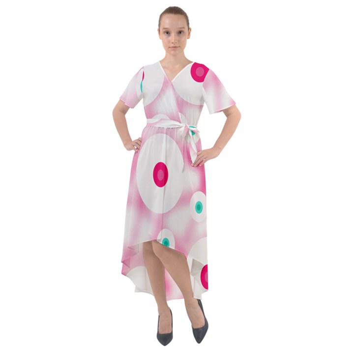 Wallpaper Pink Front Wrap High Low Dress