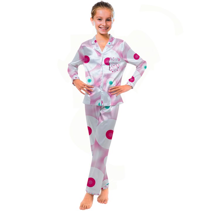 Wallpaper Pink Kids  Satin Long Sleeve Pajamas Set