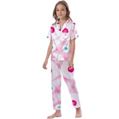 Wallpaper Pink Kids  Satin Short Sleeve Pajamas Set by Luxe2Comfy