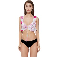 Wallpaper Pink Low Cut Ruffle Edge Bikini Top