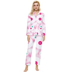 Wallpaper Pink Womens  Long Sleeve Velvet Pocket Pajamas Set by Luxe2Comfy