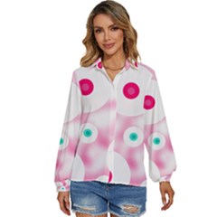 Wallpaper Pink Women s Long Sleeve Button Up Shirt