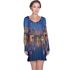 Seaside River Long Sleeve Nightdress by artworkshop