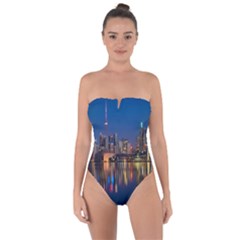 Seaside River Tie Back One Piece Swimsuit by artworkshop