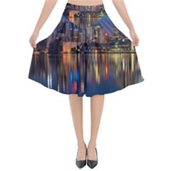 Seaside River Flared Midi Skirt by artworkshop