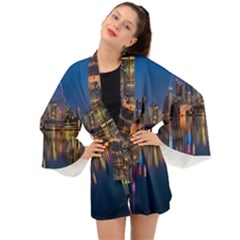 Seaside River Long Sleeve Kimono by artworkshop