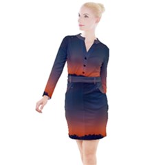 Sky Gradient Button Long Sleeve Dress by artworkshop