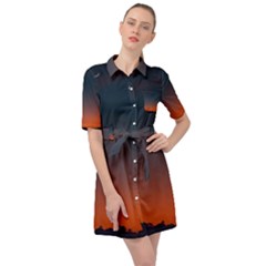 Sky Gradient Belted Shirt Dress by artworkshop