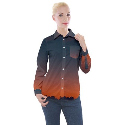 Sky Gradient Women s Long Sleeve Pocket Shirt by artworkshop