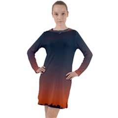 Sky Gradient Long Sleeve Hoodie Dress by artworkshop