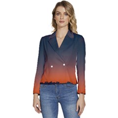 Sky Gradient Women s Long Sleeve Revers Collar Cropped Jacket by artworkshop