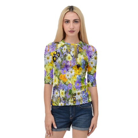 Spring Flowers Quarter Sleeve Raglan Tee by artworkshop