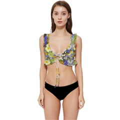 Spring Flowers Low Cut Ruffle Edge Bikini Top