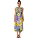 Spring Flowers Sleeveless Round Neck Midi Dress View1