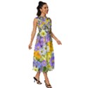 Spring Flowers Sleeveless Round Neck Midi Dress View3