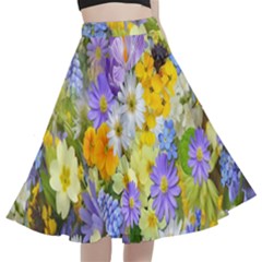 Spring Flowers A-line Full Circle Midi Skirt With Pocket by artworkshop