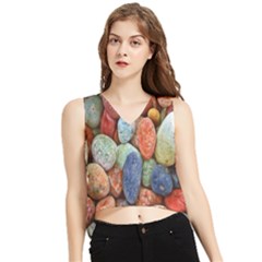 Stones V-neck Cropped Tank Top by artworkshop