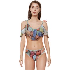 Stones Ruffle Edge Tie Up Bikini Set	 by artworkshop