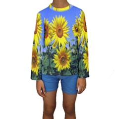 Sunflower Gift Kids  Long Sleeve Swimwear by artworkshop