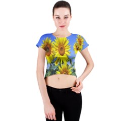 Sunflower Gift Crew Neck Crop Top by artworkshop