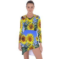 Sunflower Gift Asymmetric Cut-out Shift Dress by artworkshop