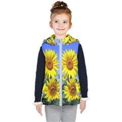 Sunflower Gift Kids  Hooded Puffer Vest by artworkshop