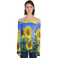 Sunflower Gift Off Shoulder Long Sleeve Top by artworkshop