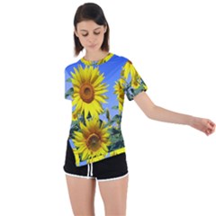 Sunflower Gift Asymmetrical Short Sleeve Sports Tee by artworkshop