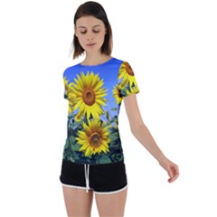 Sunflower Gift Back Circle Cutout Sports Tee