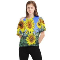 Sunflower Gift One Shoulder Cut Out Tee by artworkshop