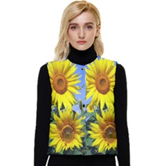 Sunflower Gift Women s Button Up Puffer Vest by artworkshop