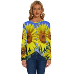 Sunflower Gift Long Sleeve Crew Neck Pullover Top