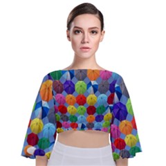 Umbrella Tie Back Butterfly Sleeve Chiffon Top by artworkshop