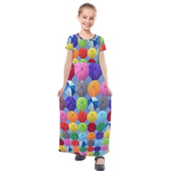 Umbrella Kids  Short Sleeve Maxi Dress by artworkshop