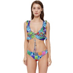 Umbrella Low Cut Ruffle Edge Bikini Set by artworkshop