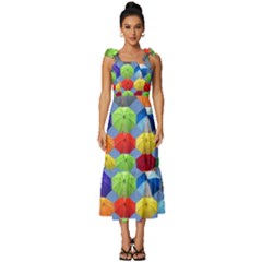 Umbrella Tie-strap Tiered Midi Chiffon Dress by artworkshop