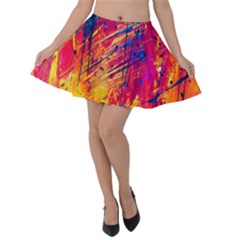 Various Colors Velvet Skater Skirt