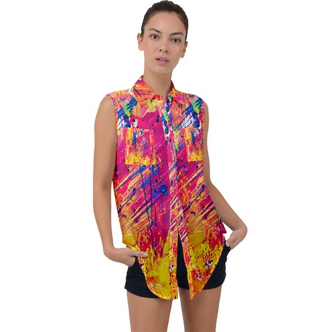 Various Colors Sleeveless Chiffon Button Shirt by artworkshop