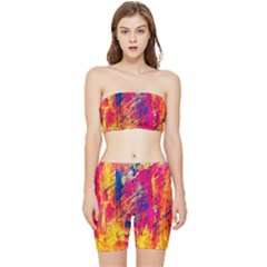 Various Colors Stretch Shorts And Tube Top Set