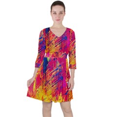 Various Colors Quarter Sleeve Ruffle Waist Dress by artworkshop