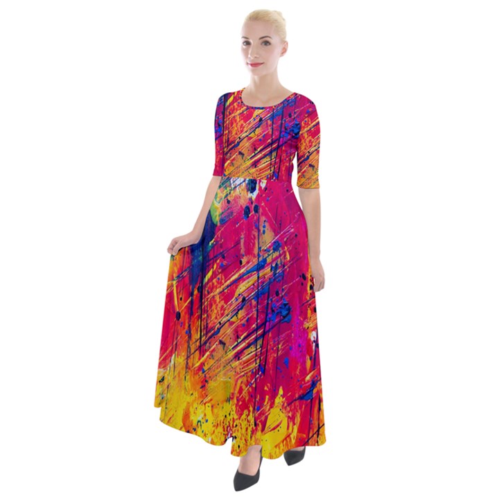 Various Colors Half Sleeves Maxi Dress