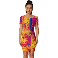 Various Colors Fitted Knot Split End Bodycon Dress by artworkshop