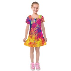 Various Colors Kids  Short Sleeve Velvet Dress