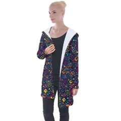 Doodle Pattern Longline Hooded Cardigan by Grandong