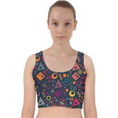 Doodle Pattern Velvet Racer Back Crop Top by Grandong