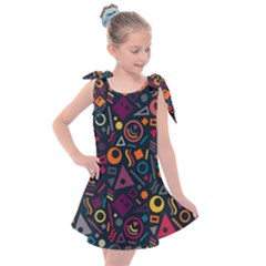 Doodle Pattern Kids  Tie Up Tunic Dress by Grandong