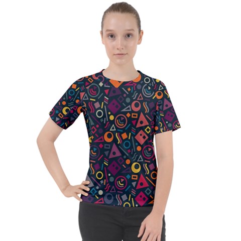 Doodle Pattern Women s Sport Raglan Tee by Grandong