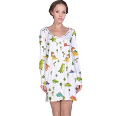 Vector Baby Dino Seamless Pattern Long Sleeve Nightdress by Grandong